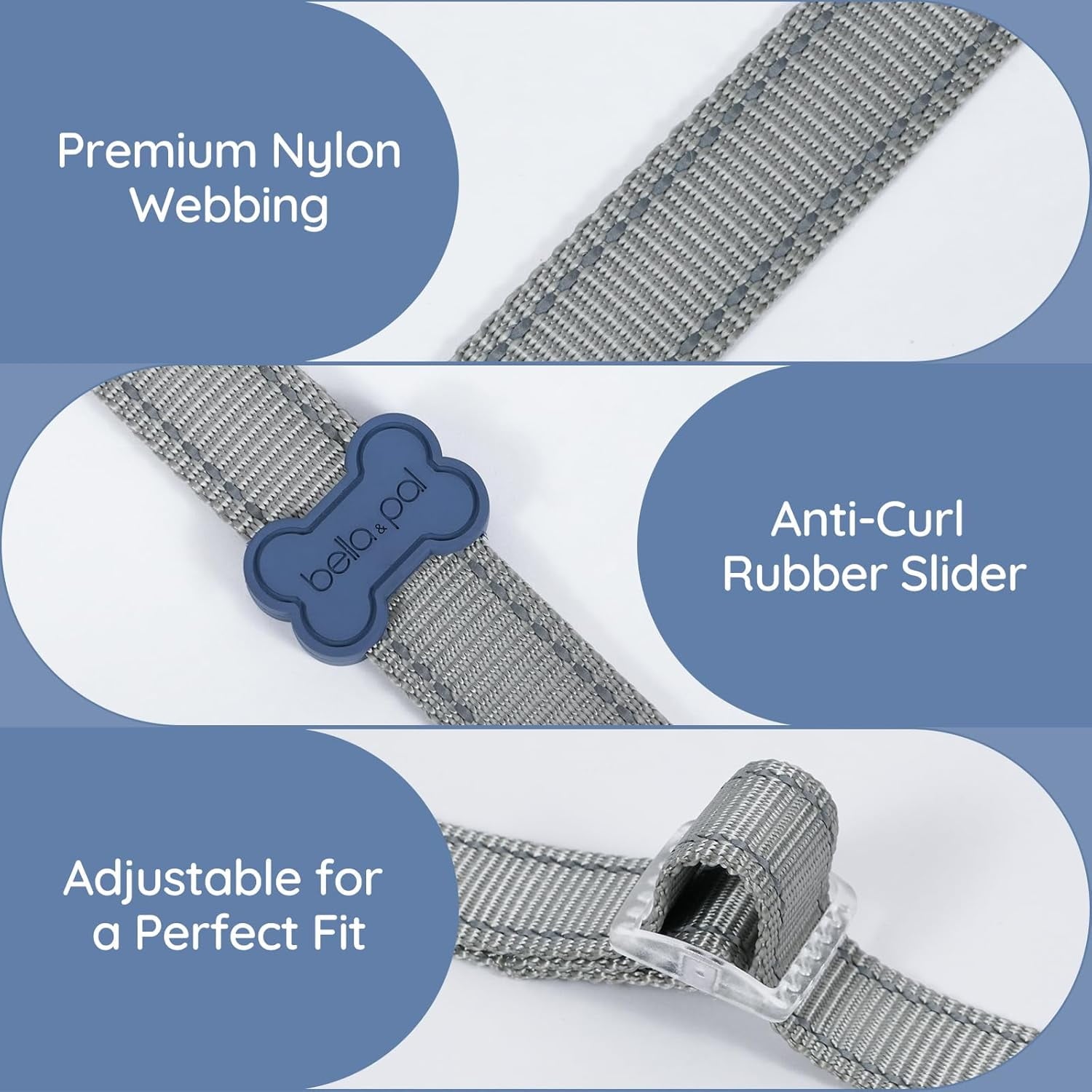 BELLA & PAL Slip Martingale Collar for Dogs, Limited Slip Design, Reflective, Escape-Proof, Gentle Control, Adjustable Training Collar with Quick-Release Strong Buckle, S