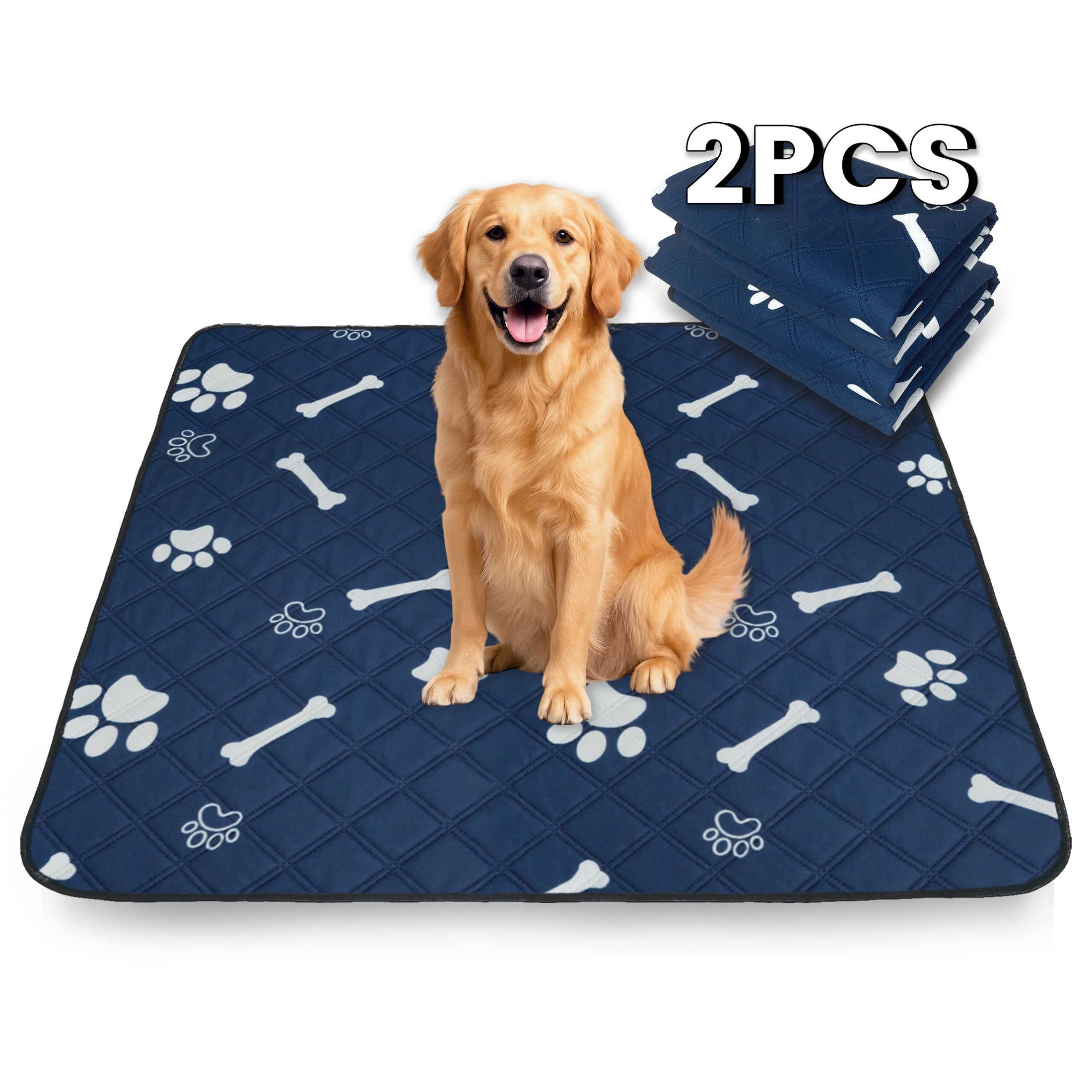 Lapnalleb Pet Washable Pee Pads for Dogs, 2 Pack, Non-Slip Dog Pads with Heavy Absorbency, Reusable Training Pads, 71”x 71”, XXL