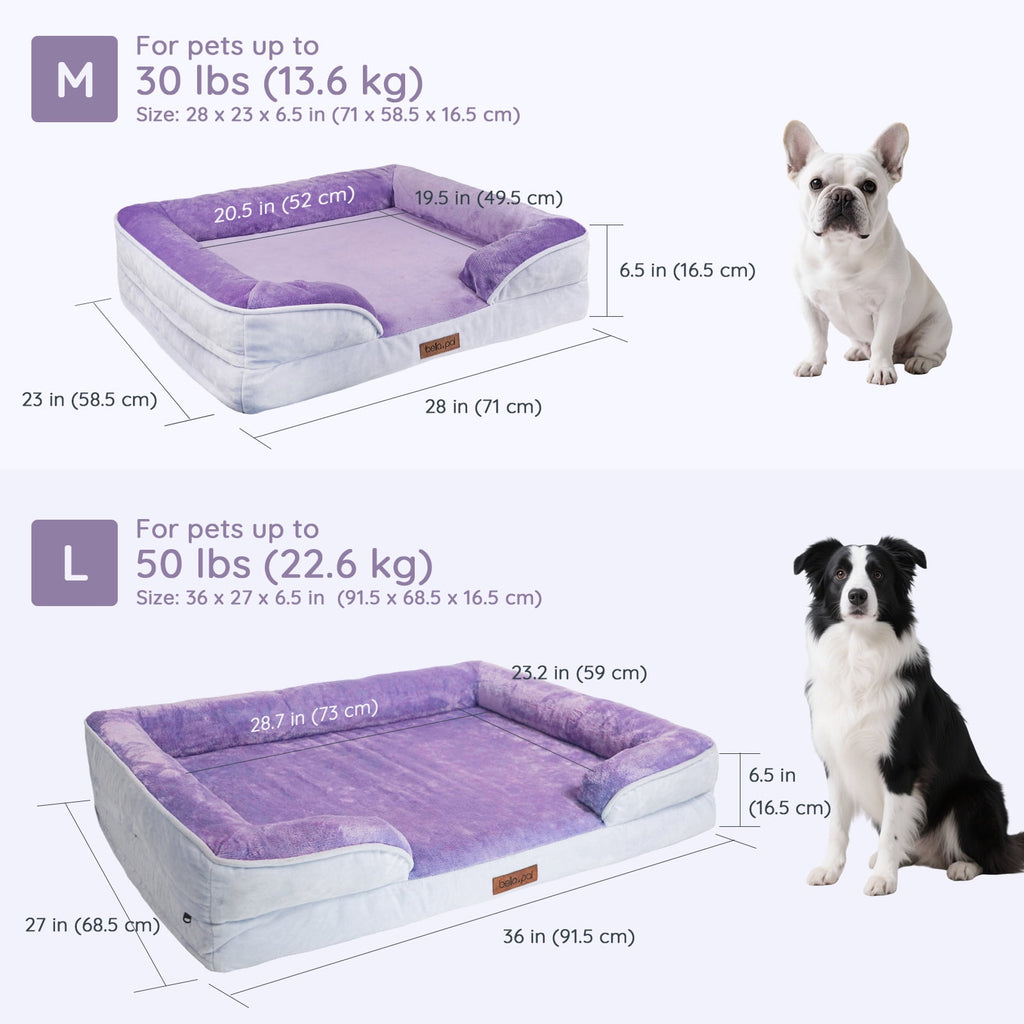 BELLA & PAL Orthopedic Dog Bed for Medium Small Dogs,Removable Washable,TPU waterproof layer, Non-Slip Bottom Dog Sofa Bed