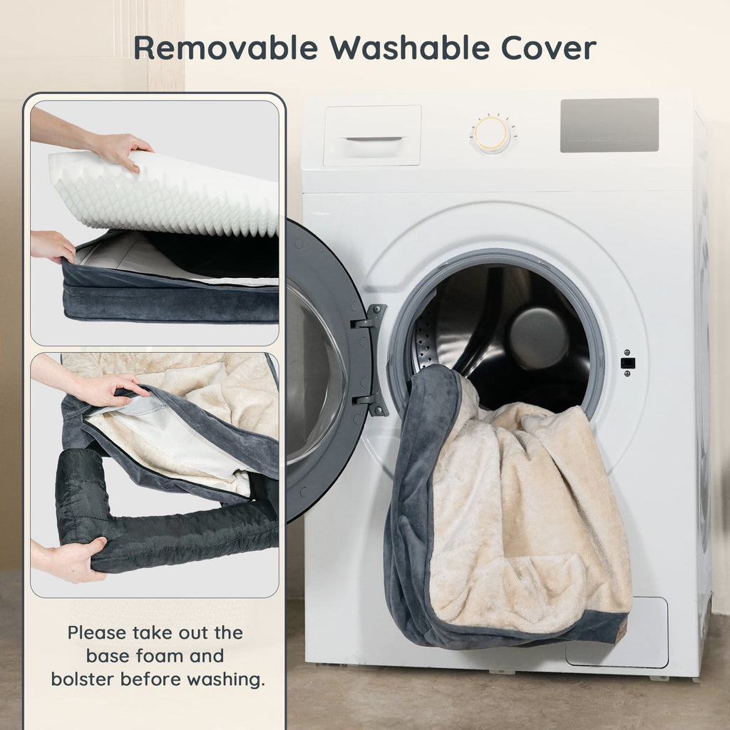 BELLA & PAL Orthopedic Dog Bed for Medium Small Dogs,Removable Washable,TPU waterproof layer, Non-Slip Bottom Dog Sofa Bed