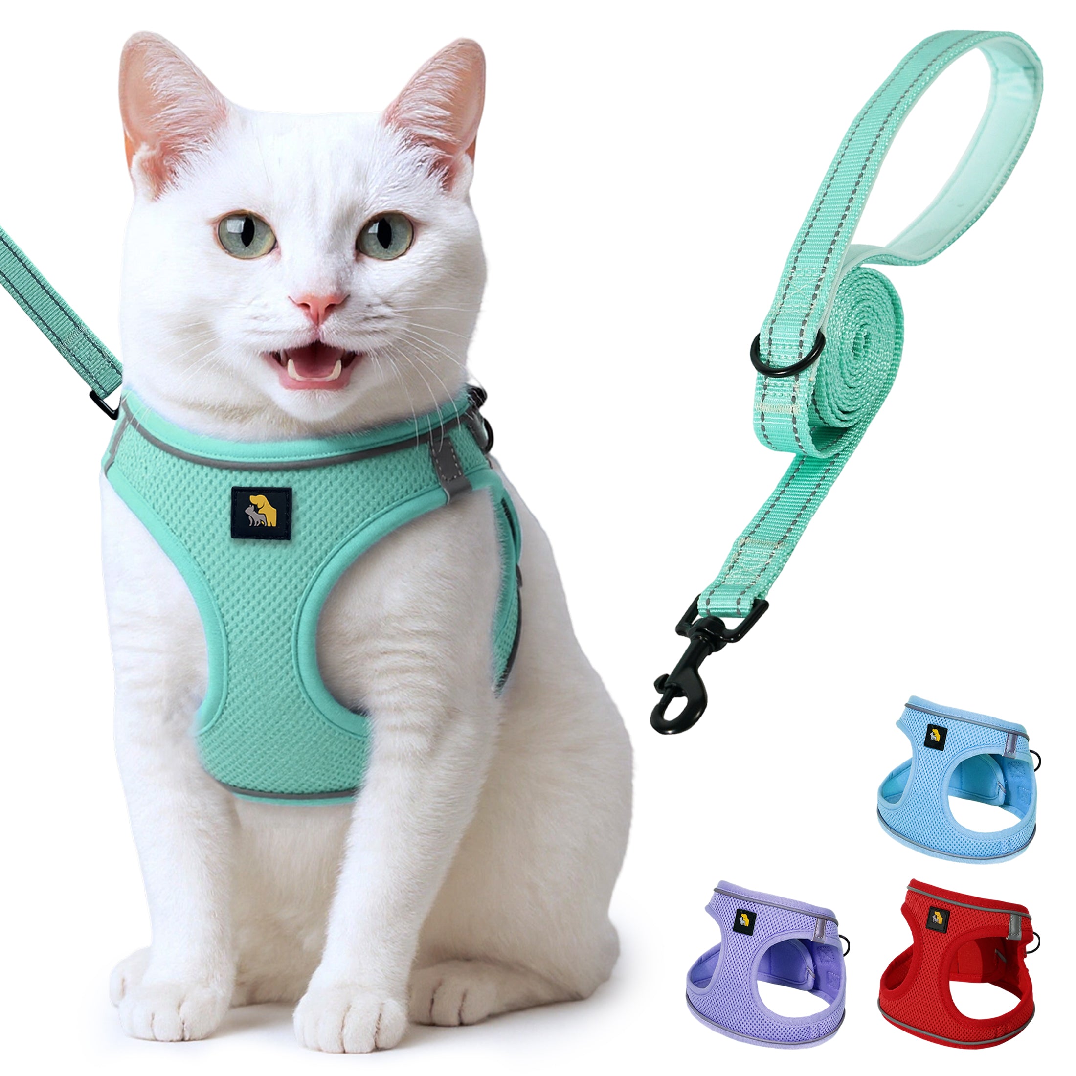 BELLA & PAL Cat Harness and Leash for Walking,Breathable Air Mesh Adjustable Vest Harnesses for Cats, Easy Control Safety Reflective Strips Harness