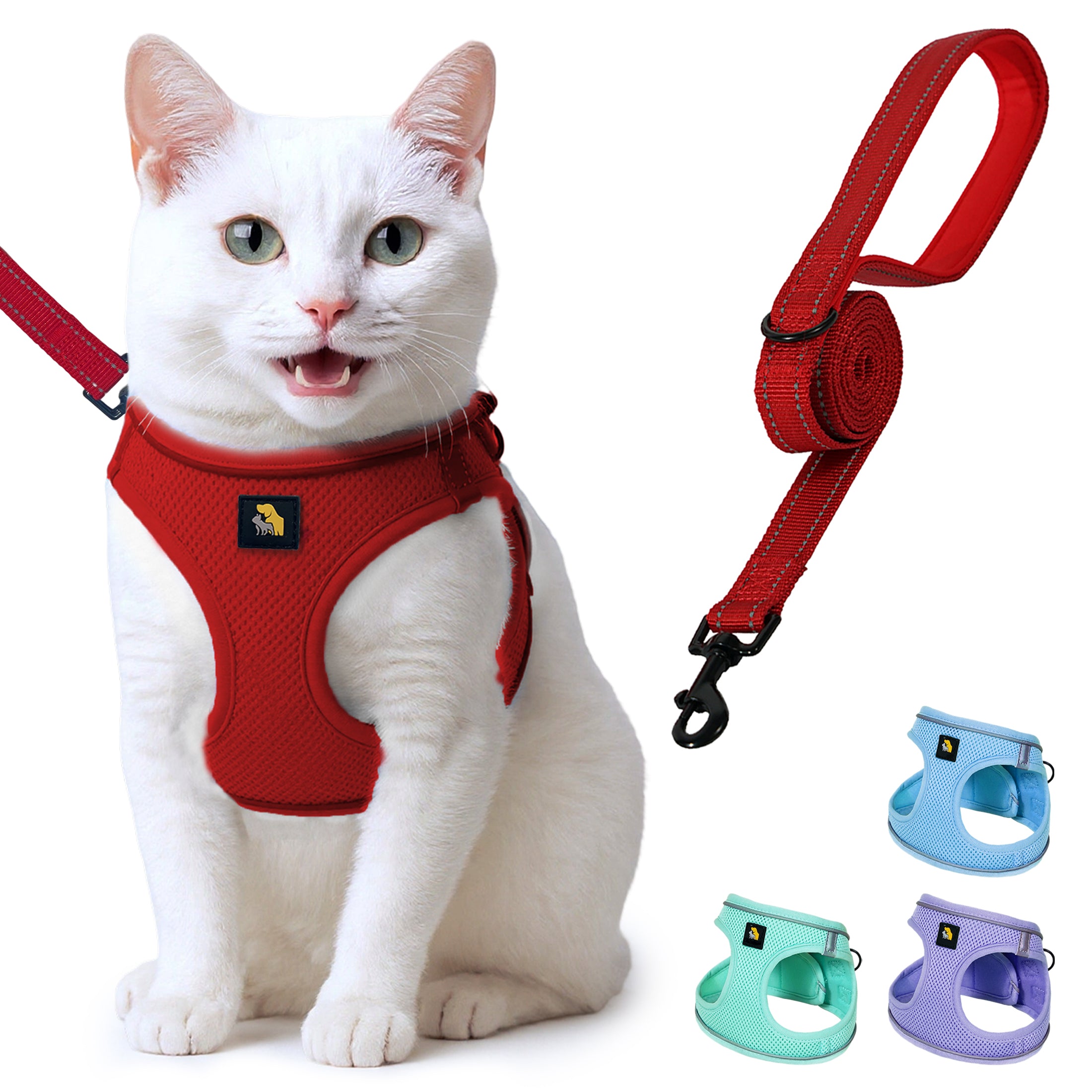 BELLA & PAL Cat Harness and Leash for Walking,Breathable Air Mesh Adjustable Vest Harnesses for Cats, Easy Control Safety Reflective Strips Harness