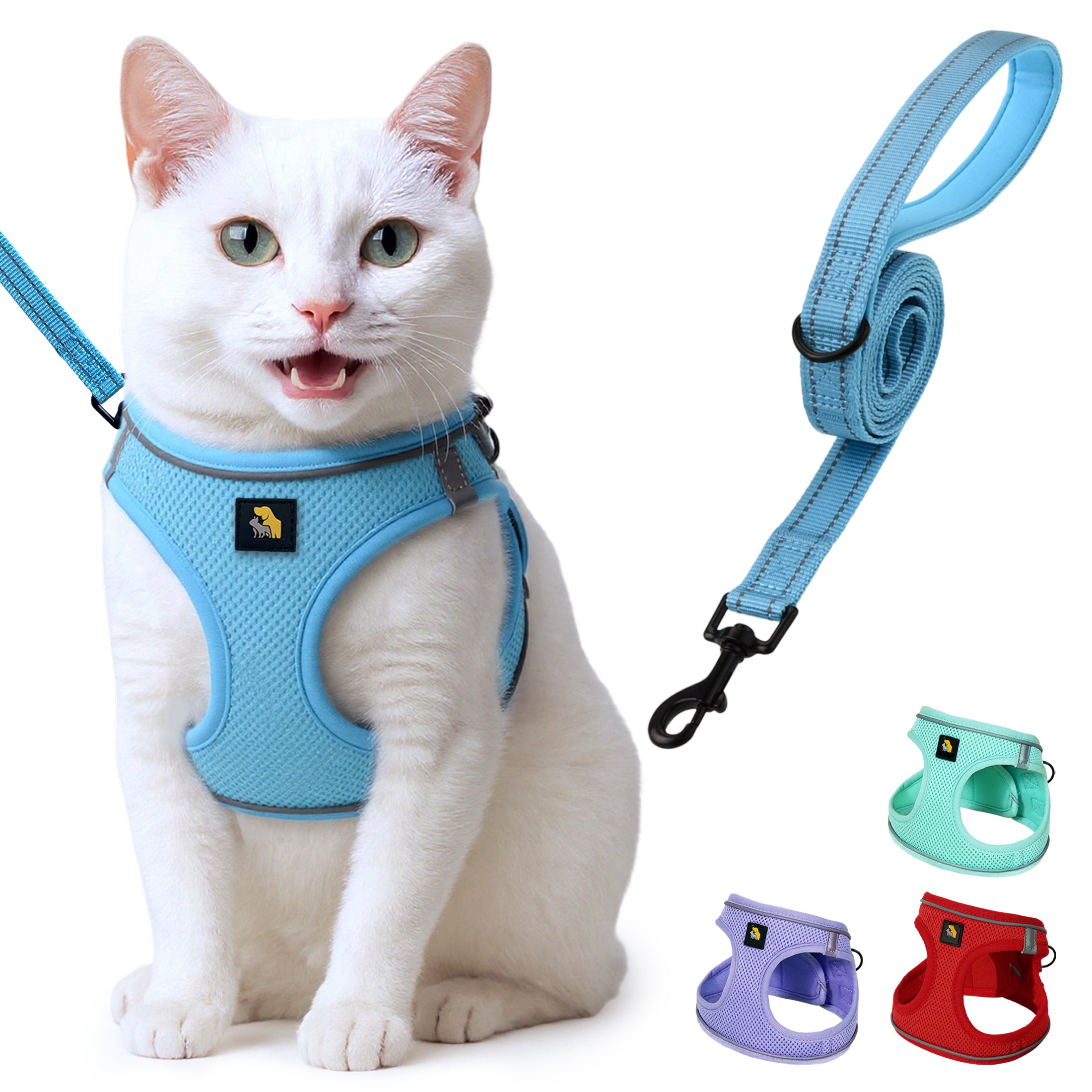 BELLA & PAL Cat Harness and Leash for Walking,Breathable Air Mesh Adjustable Vest Harnesses for Cats, Easy Control Safety Reflective Strips Harness