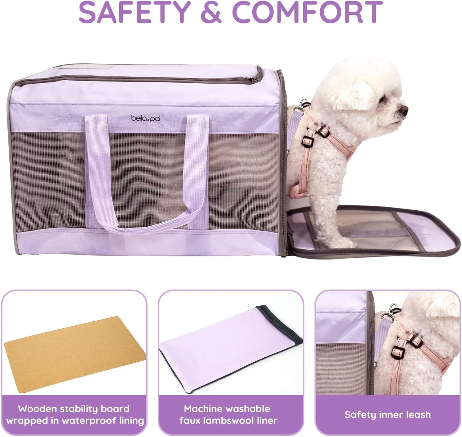 BELLA & PAL Cat Carrier Travel Bag, Airline Approved Lightweight,Soft Sided Pet Carrier for Puppy Dogs up to 18lbs,Collapsible Soft Sided Travel Carrier.
