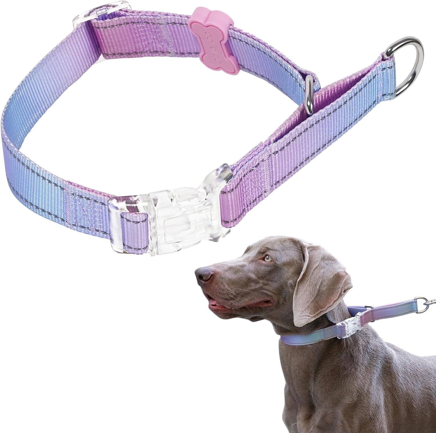 BELLA & PAL Slip Martingale Collar for Dogs, Limited Slip Design, Reflective, Escape-Proof, Gentle Control, Adjustable Training Collar with Quick-Release Strong Buckle, S