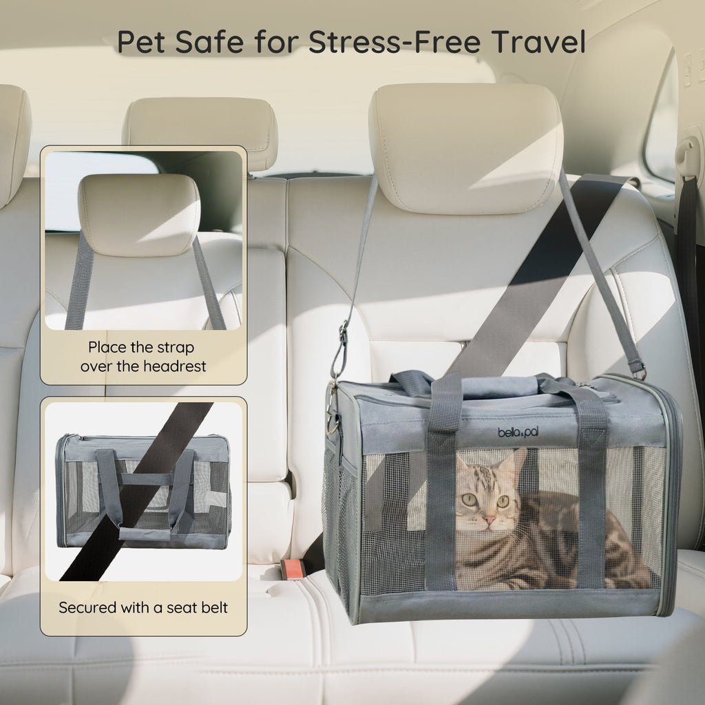 BELLA & PAL Cat Carrier Travel Bag, Airline Approved Lightweight,Soft Sided Pet Carrier for Puppy Dogs up to 18lbs,Collapsible Soft Sided Travel Carrier.