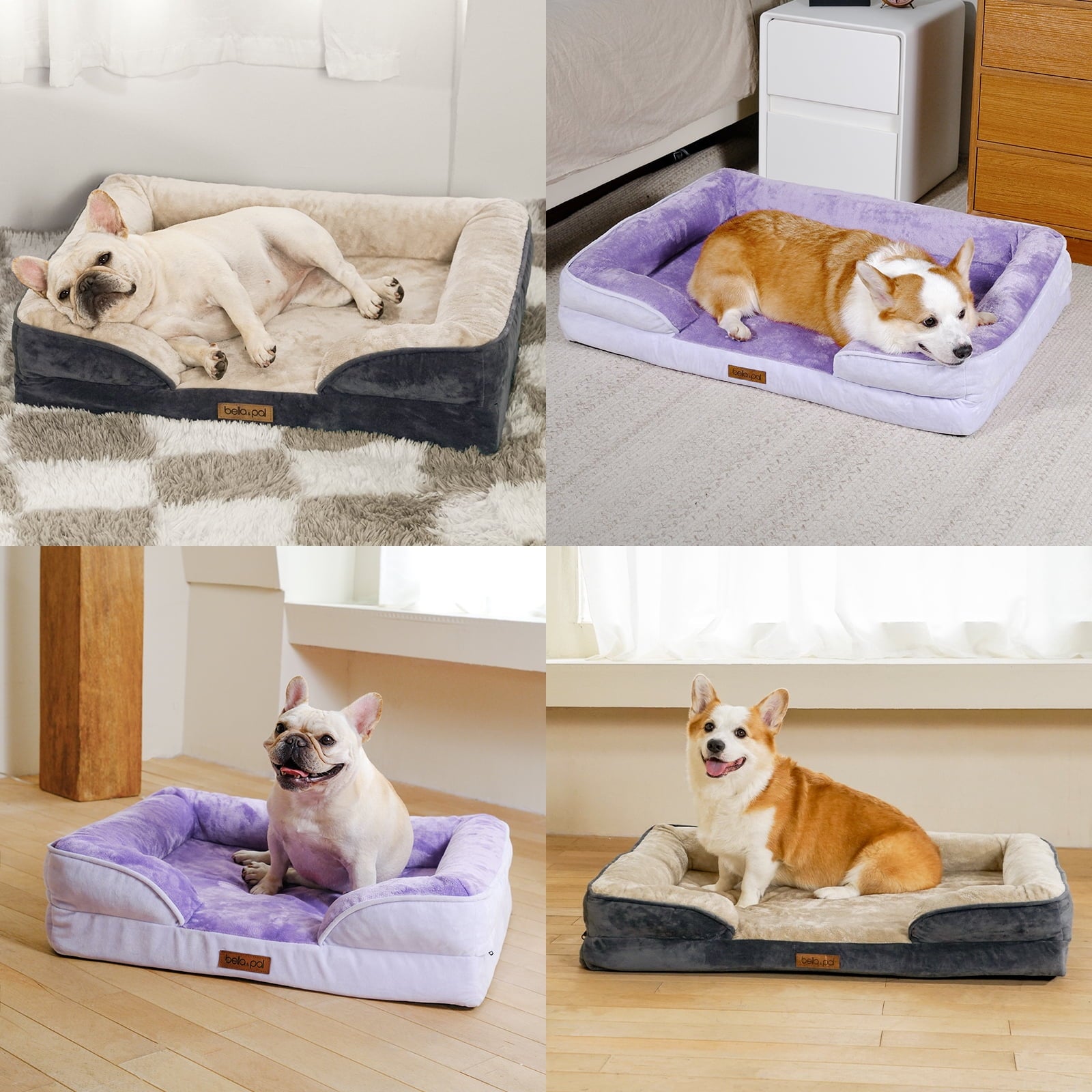BELLA & PAL Orthopedic Dog Bed for Medium Small Dogs,Removable Washable,TPU waterproof layer, Non-Slip Bottom Dog Sofa Bed